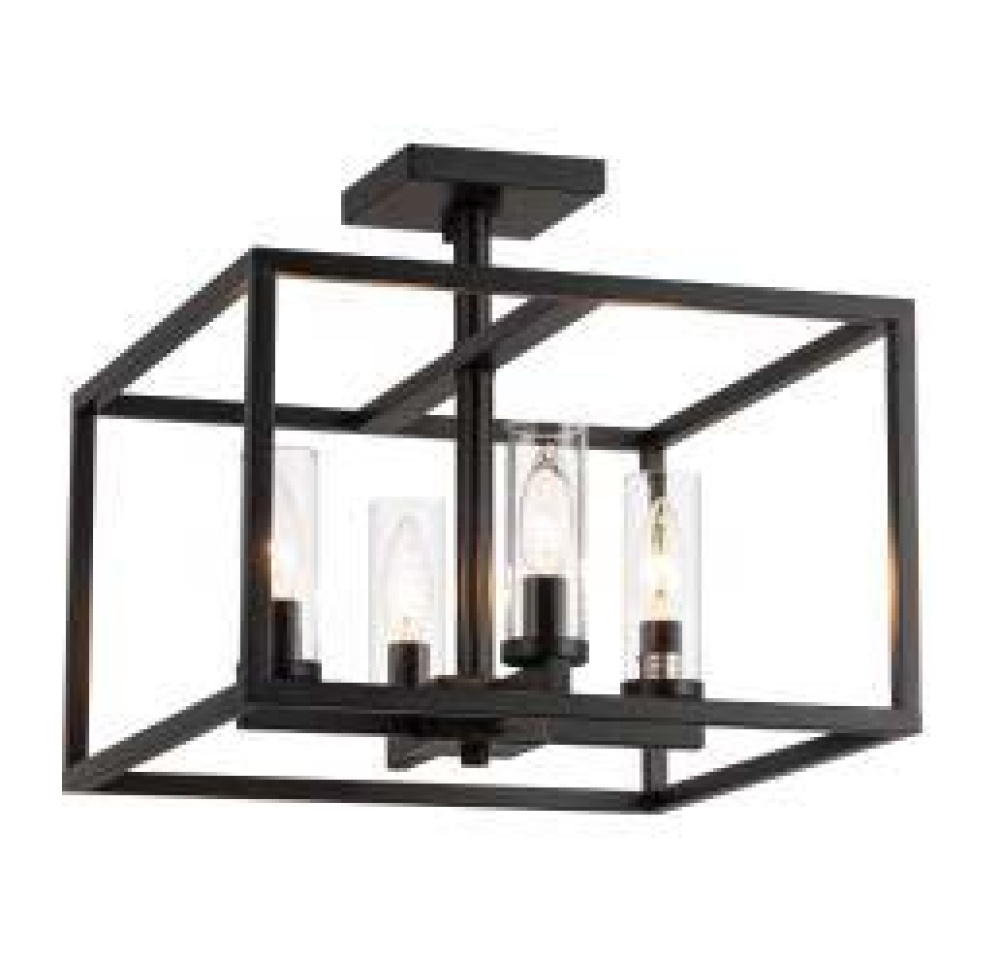 Black Cage Semi Flushmount