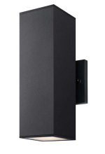 Fixture Perfect OL400-BK - Solid Square Cylinder 2 Light Outdoor Lantern, Black Finish