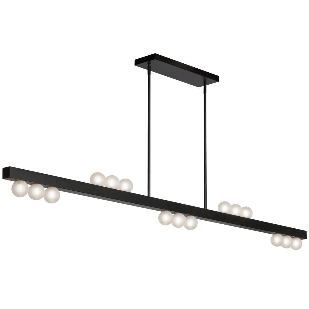 15 Light Horizontal Pendant in Matte Black w/ Frosted Glass