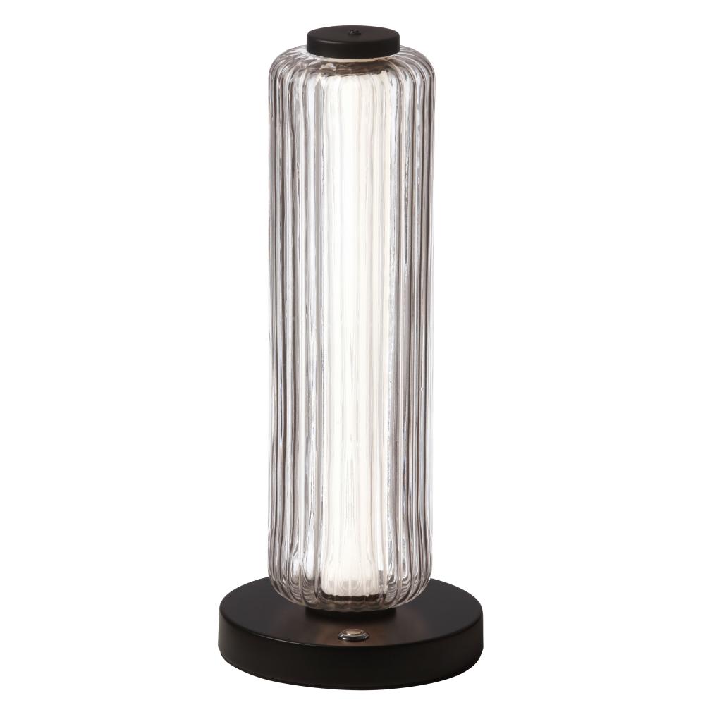 10W Matte Black Table Lamp w/ Clear Fluted Glass