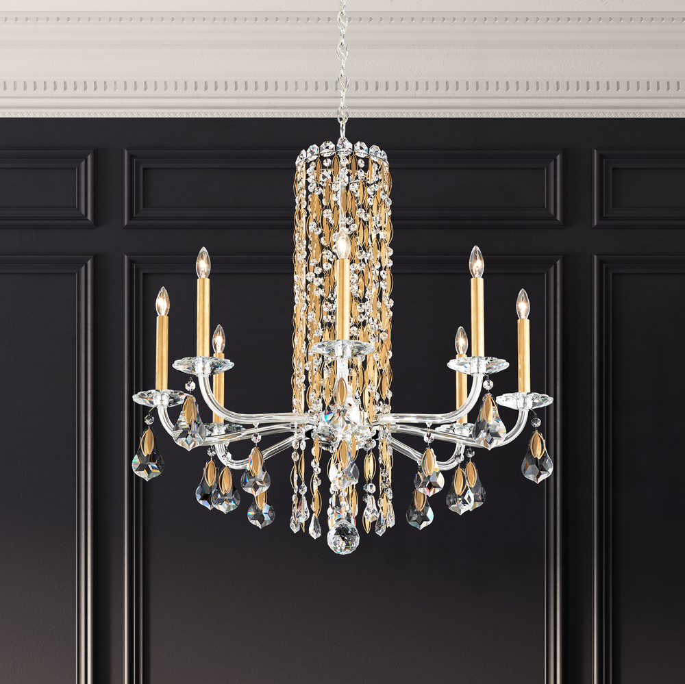 Siena 8 Light 120V Chandelier in White with Radiance Crystal