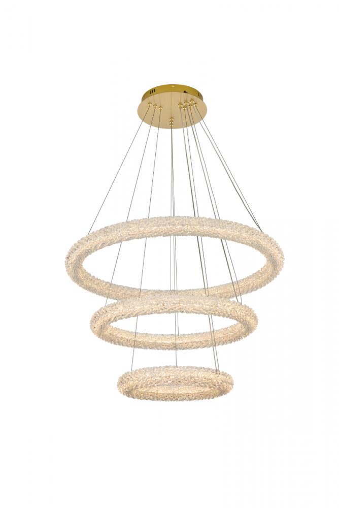 Bowen Hang D31.5+D23.5&#34;+D16&#34; LED 96W DIM 3CCT  Satin Gold