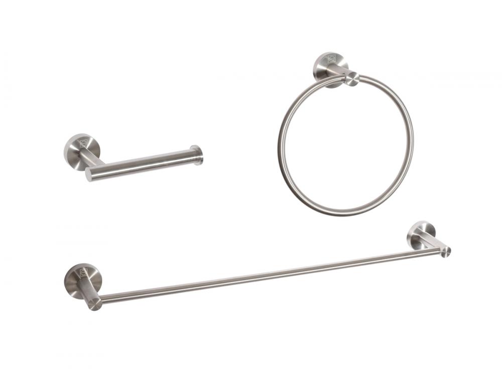 Bathroom hardware set 24&#34;x2.8&#34;+6.2&#34;x3.5&#34;+7&#34; brushed nickel