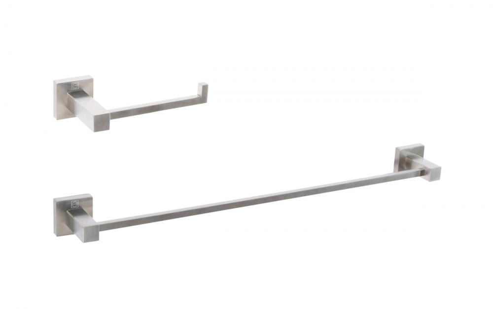 Bathroom hardware set 24&#34;x2.7+6.6&#34;x3.1&#34; brushed nickel