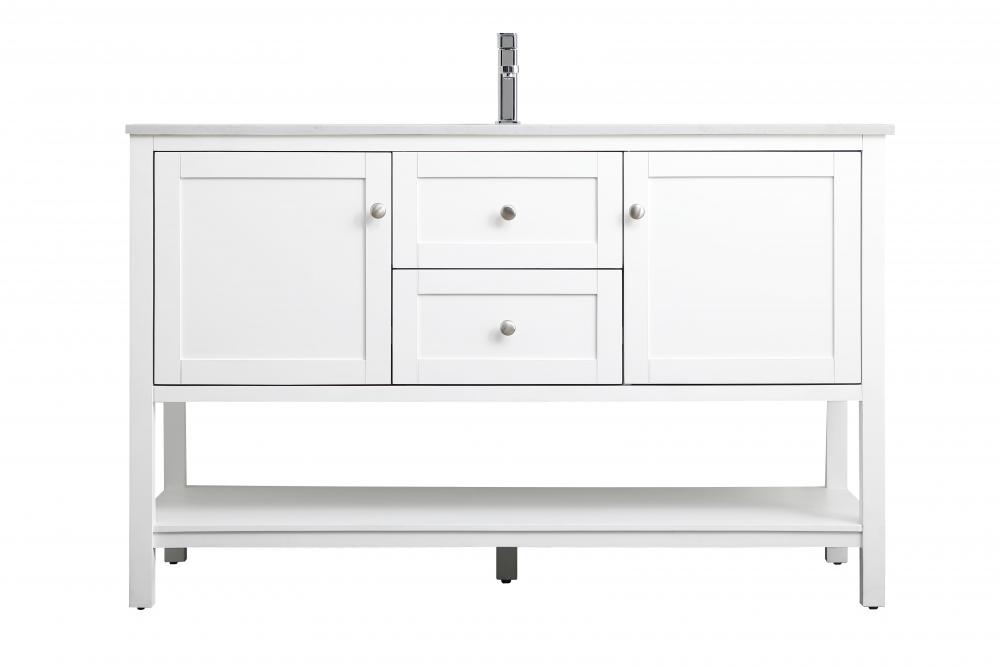 Vanity Cabinet 2dr 1dw W54&#34;D21.5&#34;H35&#34; White