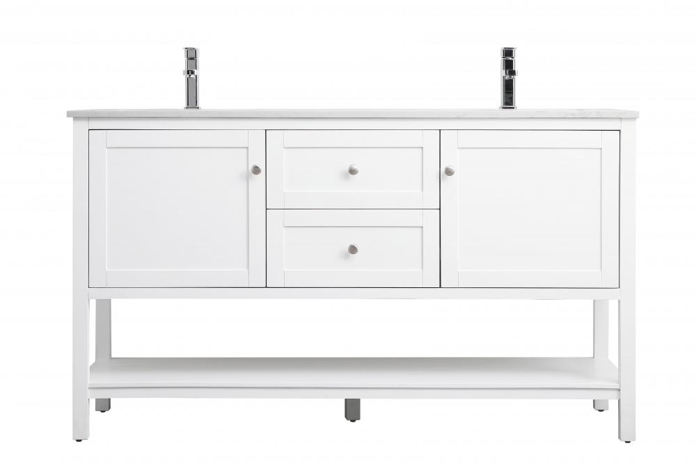Vanity Cabinet 2dr 2dw W60&#34;D21.5&#34;H35&#34; White