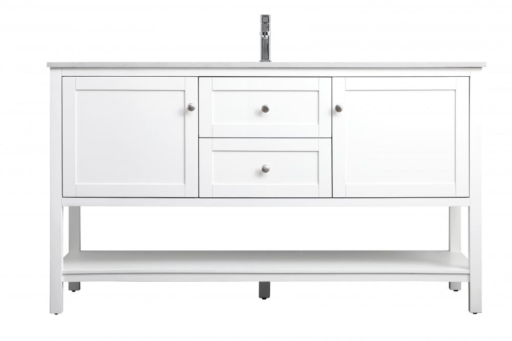 Vanity Cabinet 2dr 1dw W60&#34;D21.5&#34;H35&#34; White