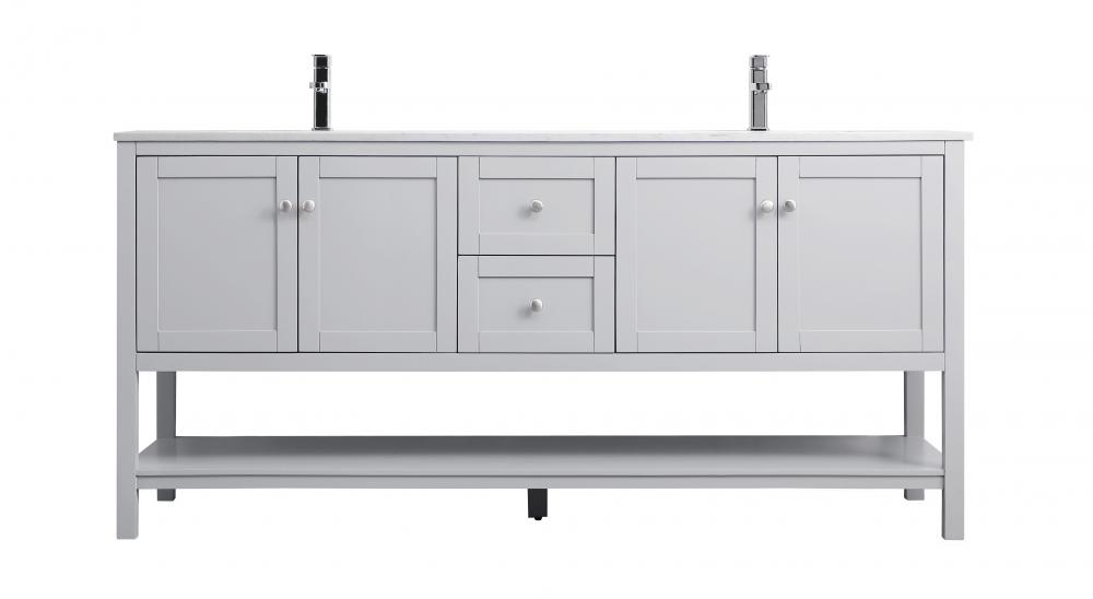 Vanity Cabinet 4dr 2dw W72&#34;D21.5&#34;H35&#34; Grey
