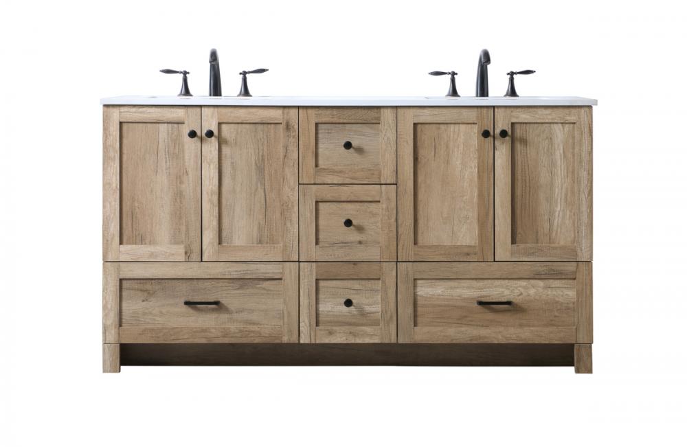 Vanity Cabinet 5Dw 4Dr 60&#34;x19&#34;x34&#34; Natural Oak