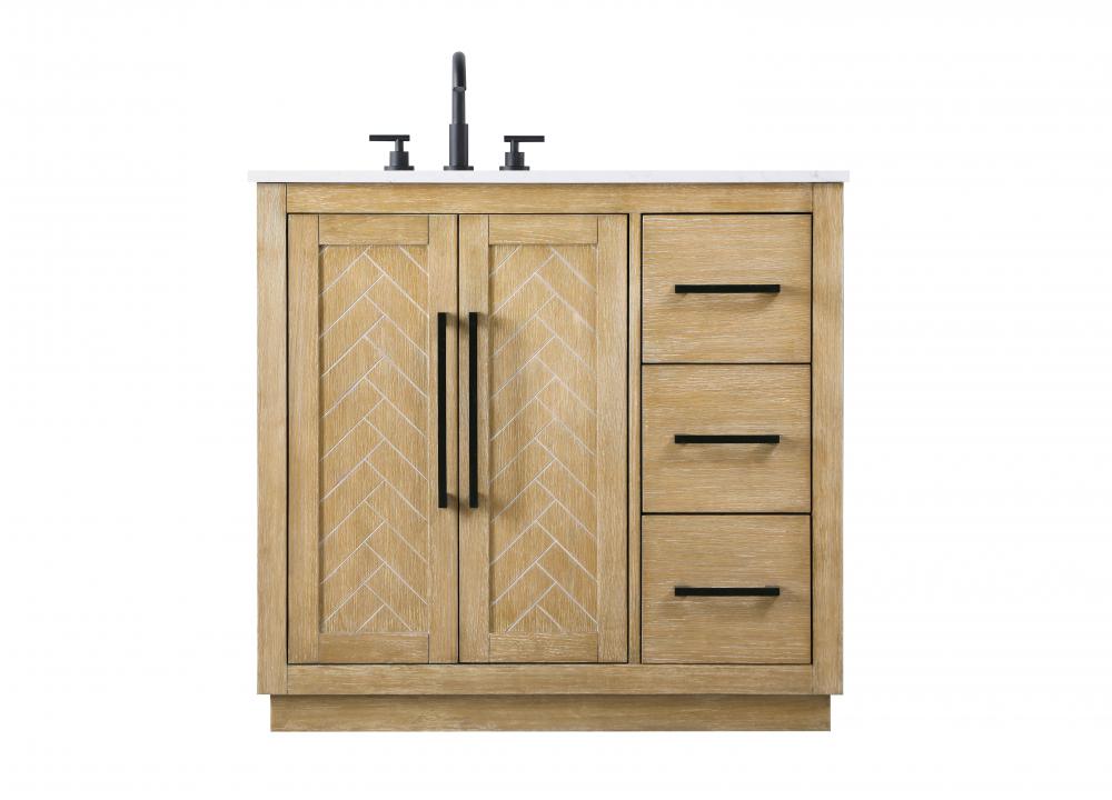 Vanity Cabinet 2Dr 3Dw W36&#34;xD21.5&#34;xH34&#34; Linen Oak
