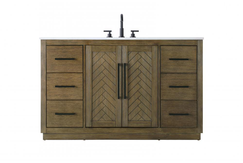 Vanity Cabinet 2Dr 6Dw W54&#34;xD21.5&#34;xH34&#34; Hazel Oak