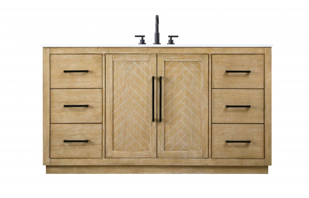 Vanity Cabinet 2Dr 6Dw W60&#34;xD21.5&#34;xH34&#34; Linen Oak