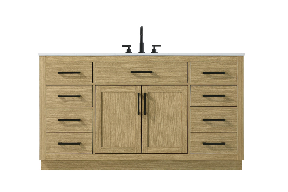 Vanity Cabinet 2Dr7Dw 60&#34;W x 22&#34;D x 35&#39;&#39;H Honey Brown