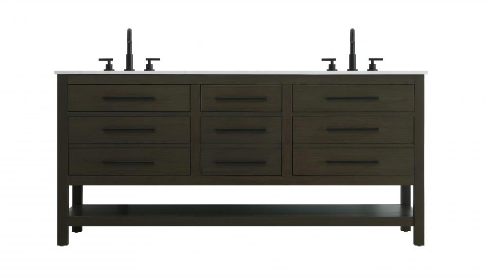 Vanity Cabinet 6Dw 72&#34;W x 22&#34;D x 34&#34;H Mocha Brown