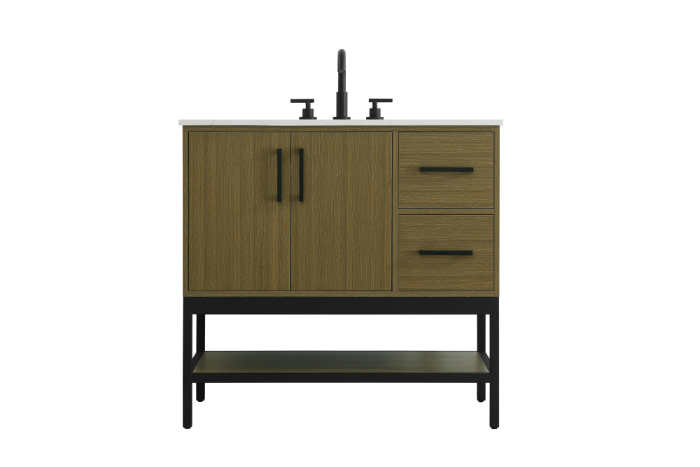 Vanity Cabinet 2Dr2Dw 36&#34;x22&#34;x34&#34; Chestnut Brown