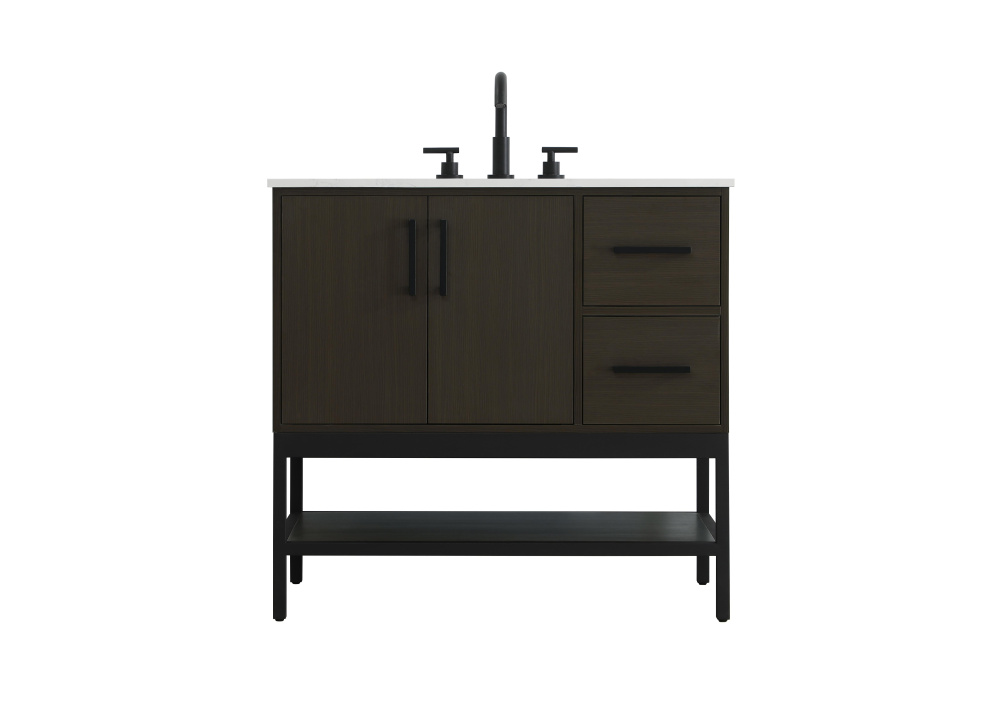 Vanity Cabinet 2Dr2Dw 36&#34;x22&#34;x34&#34; Mocha Brown