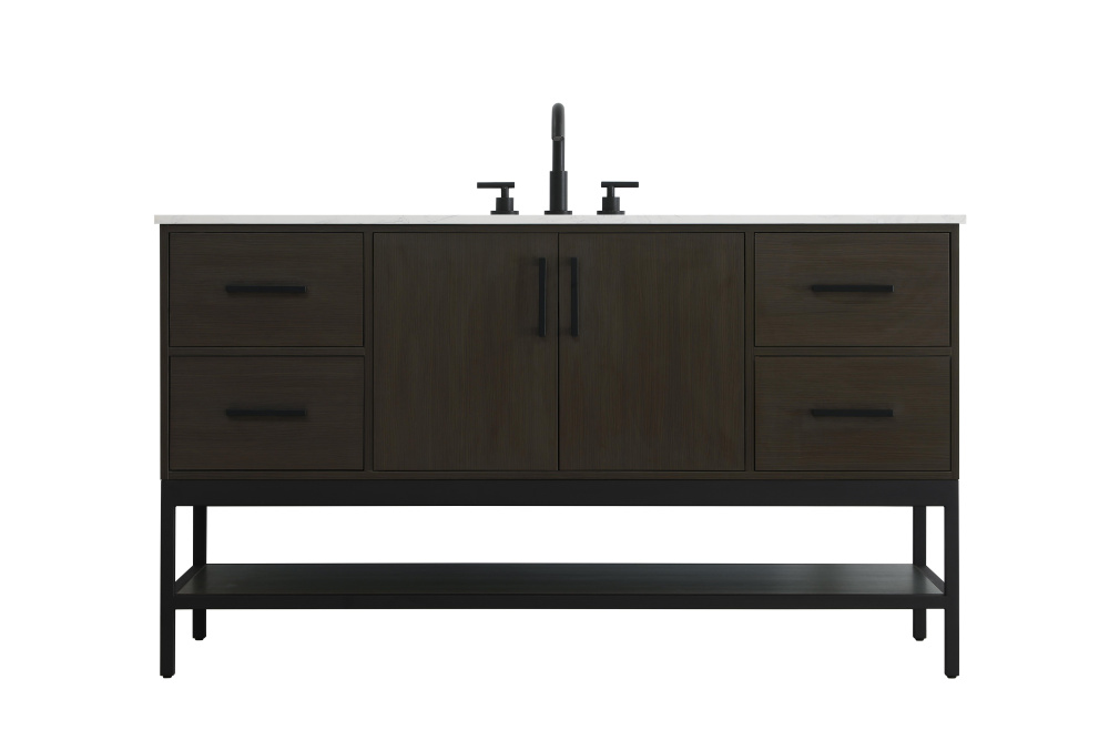 Vanity Cabinet 2Dr4Dw 60&#34;x22&#34;x34&#34; Mocha Brown