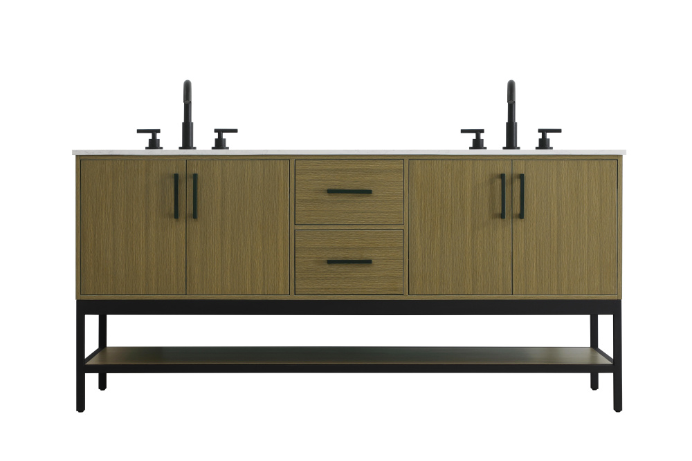 Vanity Cabinet 4Dr2Dw 72&#34;x22&#34;x34&#34; Chestnut Brown